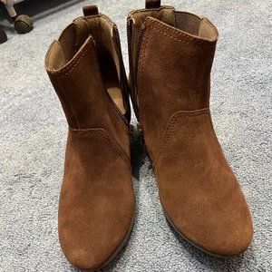Clarks Collection Dark Brown Suede Crystal Quartz Side Zip Bootie Size 6 1/2M
